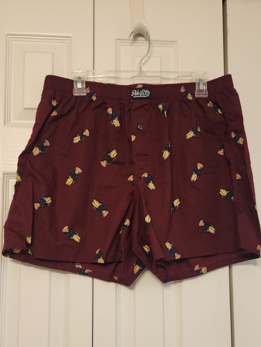 Polo Ralph Lauren Maroon Preppy  Teddy Bear Print Boxer Shorts Size XL
